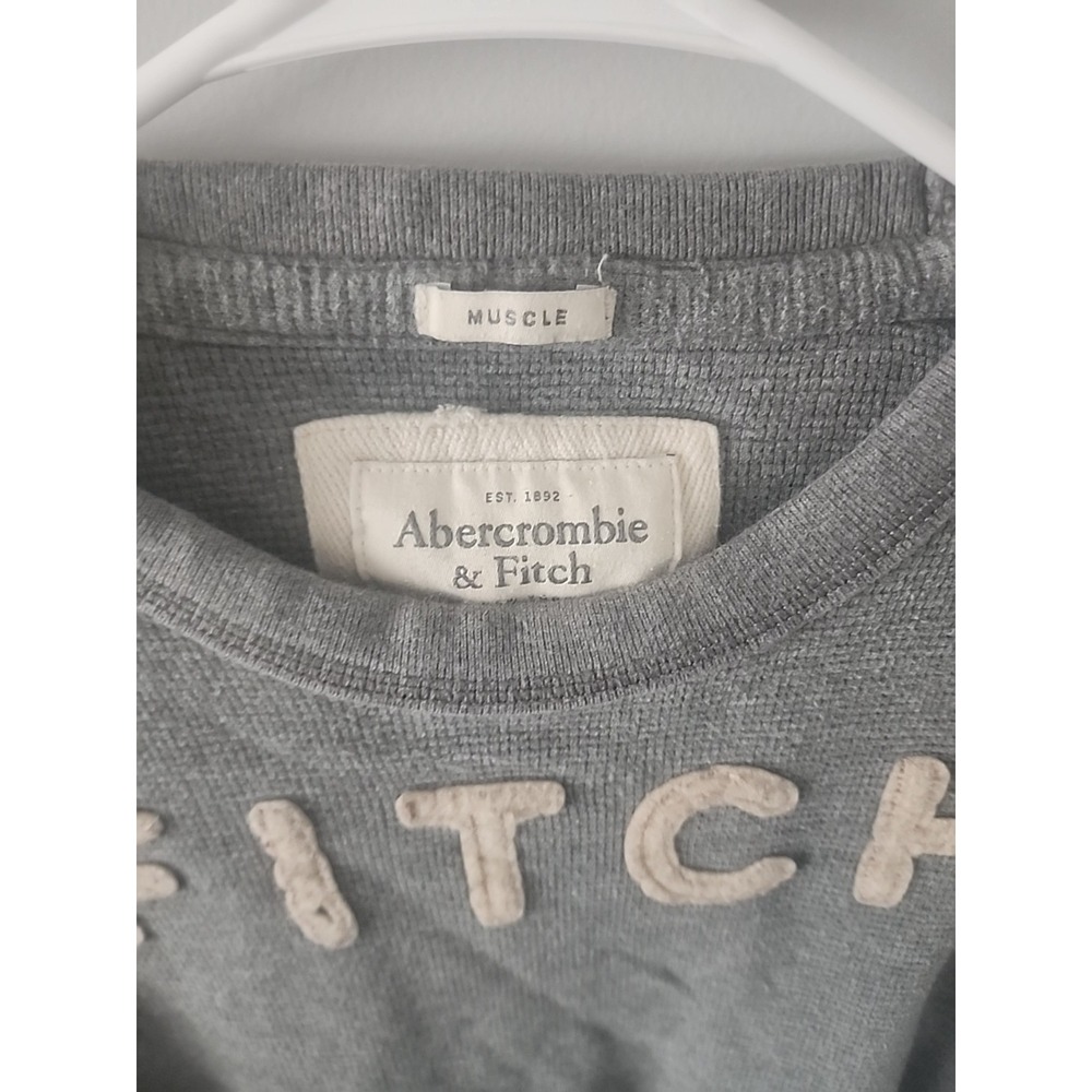 Y2K Abercrombie Fitch Muscle Shirt LS Waffle Mens XL Thermal Warm Layer - Picture 3 of 7
